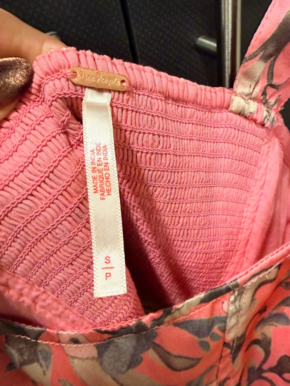 Free People Pink Floral Satin Tank Top - Picture 2 of 3